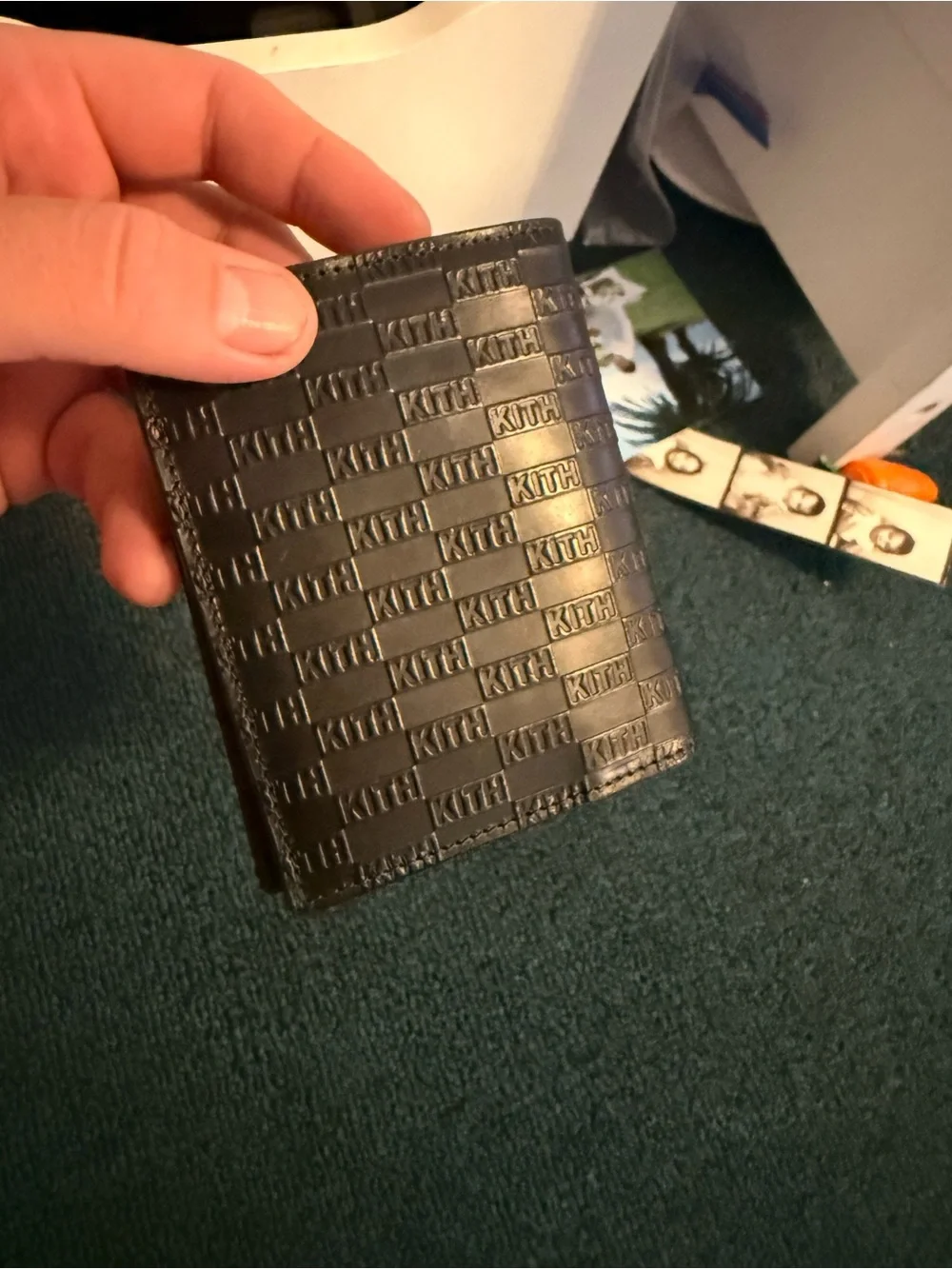 Kith Black Leather Card Wallet Monogram Black